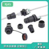 AHUA澳华RJ45防水连接器网络信号防水接头尼龙面板安装IP67