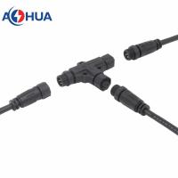AHUA澳华M12尼龙三通防水连接器电源公母插拔IP67接插头